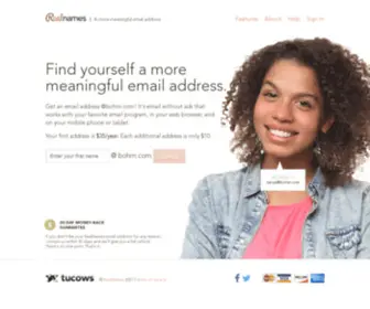 Bohm.com(A more meaningful email address) Screenshot