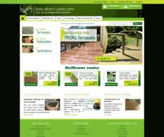 Bois-Direct-Usine.com(Bois direct usine : Palissade et terrasse bois pour aménagements de jardin) Screenshot