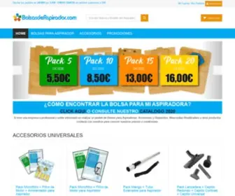 Bolsasdeaspirador.com(Bolsas universales equivalentes para Miles de modelos de Aspiradores al mejor precio) Screenshot