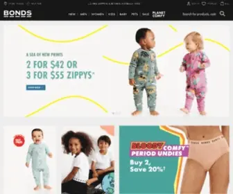 Bonds.com.au(Womens, Mens, Kids, Baby Clothing) Screenshot