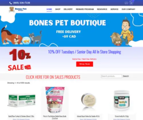 Bonespetboutique.com(Bones Pet Boutique) Screenshot