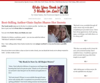 Bookin3Weeks.com(How to Write a Book in 3 Weeks by Ginie Sayles) Screenshot