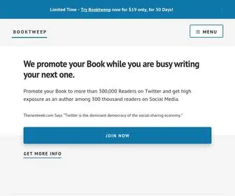 Booktweep.com(Book Promotion on Twitter and Social Media) Screenshot