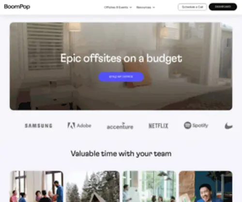 Boompop.com(BoomPop is the best place to plan your next offsite or company) Screenshot