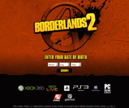 Borderlands2.com(Borderlands 2 Official Website) Screenshot