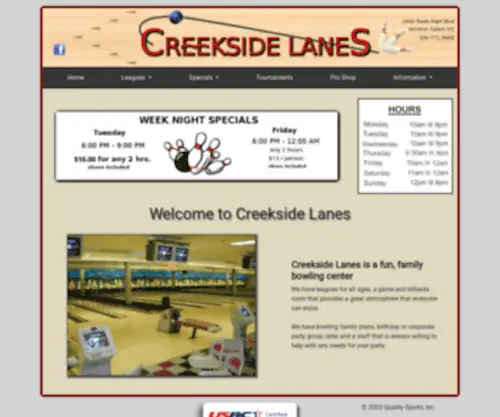Bowlcreekside.com(Creekside Lanes) Screenshot
