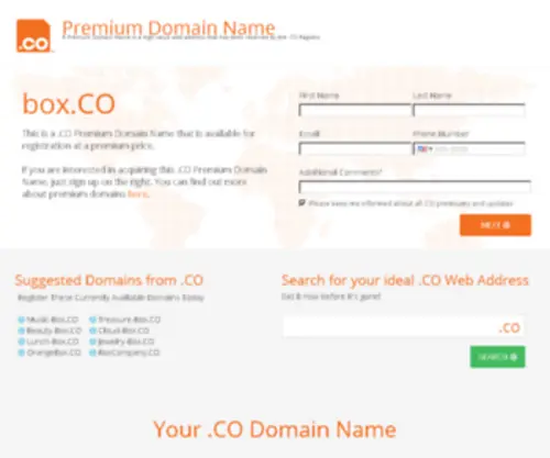 Box.co(Purchase this domain) Screenshot