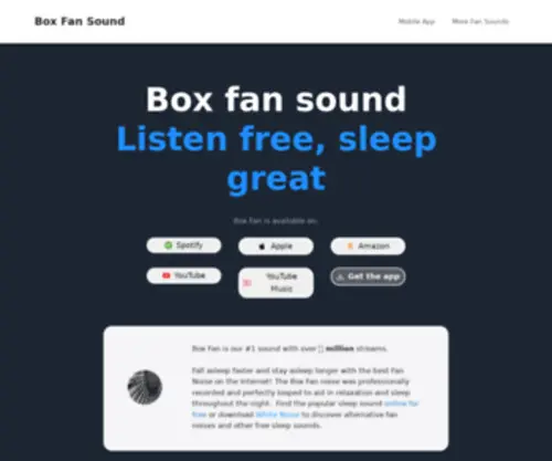 Boxfansound.com(Box Fan Sound) Screenshot