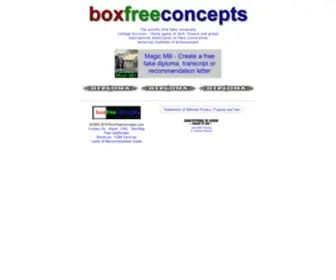 Boxfreeconcepts.com(Create a free fake college) Screenshot