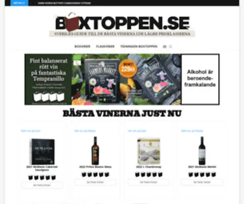 Boxtoppen.se(Sveriges guide till de bästa vinerna i de lägre prisklasserna) Screenshot