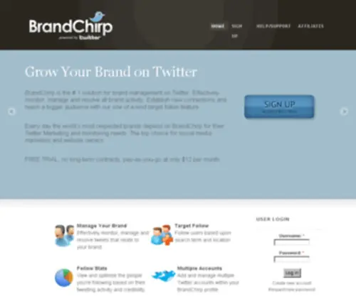 Brandchirp.com(Twitter Marketing) Screenshot