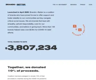 BrandsXbetter.com(Coalition of brands donating proceeds during covid) Screenshot