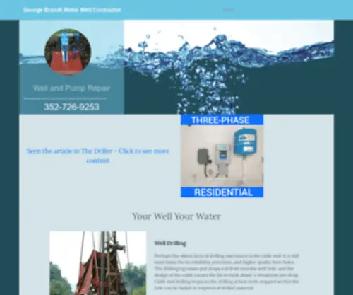 Brandtwater.com(George Brandt Water Well Contractor and Pump Repair Home) Screenshot