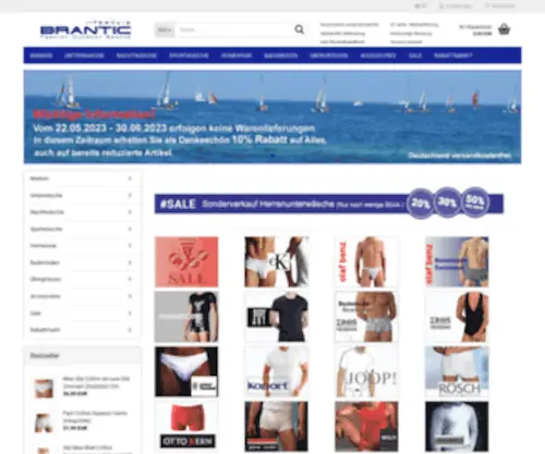 Brantic.de(1A Markenshop für Unterwäsche) Screenshot