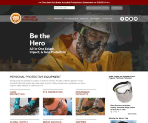 Brassknuckleprotection.com(Brass Knuckle Protection Safety Eyewear and Cut Resistant Gloves) Screenshot