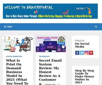 Braveryportal.com(#1 Web Tutorial Portal on how to Make Money Online) Screenshot