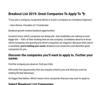 Breakoutlist.com(Breakout List 2019) Screenshot