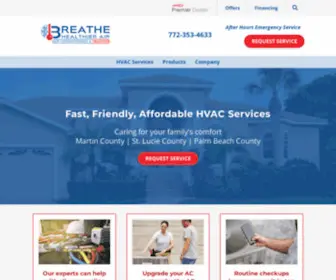 Breathehealthierair.com(Breathe Healthier Air HVAC Services) Screenshot