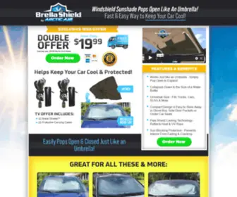 Brellashield.com(Windshield Sunshade Pops Open Like An Umbrella To Keep Your Car Cool) Screenshot