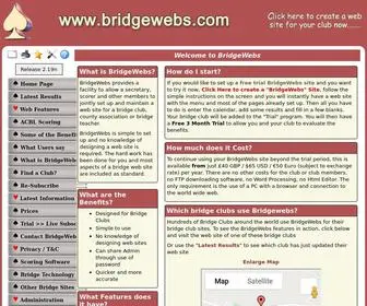 Bridgewebs.com(Web Sites for Bridge Clubs) Screenshot
