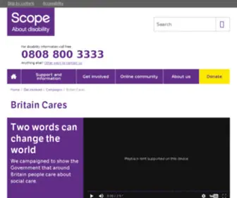 Britaincares.co.uk(Show the Government that Britain Cares about social care for disabled people) Screenshot