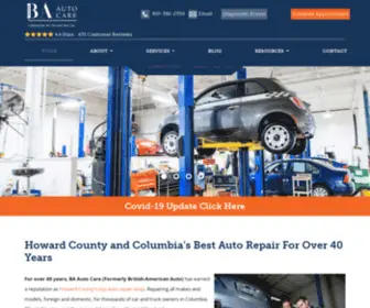 Britishamericanauto.com(BA Auto Care) Screenshot