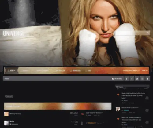 Britneyuniverse.com(Universe // The Loyal Britney Spears Fan forum with exclusive news) Screenshot
