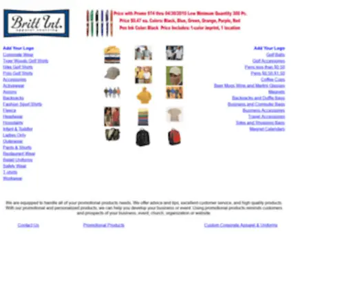 Brittint.com(Promotional Products Promotional Golf Shirts Corporate Gifts Corporate Hats Tradeshow Pens Tradeshow Giveaways) Screenshot