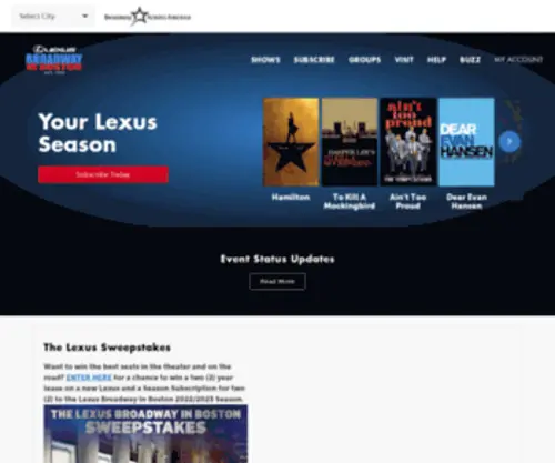 Broadwayinboston.com(Broadway Tickets) Screenshot