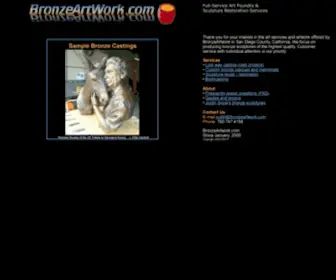 Bronzeartwork.com(Justin Snow's art foundry for bronze casting and sculpture repair and restoration in Escondido) Screenshot