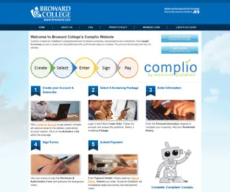 Browardcollegescreening.com(Broward College's Complio Website) Screenshot