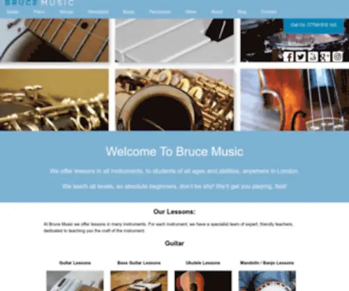 Brucemusic.co.uk(Music Lessons In All Instruments London) Screenshot
