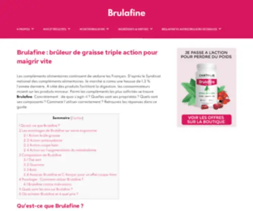 Brufaline.com(Brulafine : brûleur de graisse triple action pour maigrir vite) Screenshot