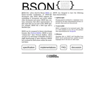 Bsonspec.org(BSON (Binary JSON) Serialization) Screenshot