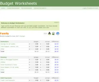 Budgetworksheets.org(Budget Worksheets) Screenshot