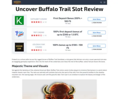 Buffalotrailslot.com(Buffalo Trail Slot Review by GamebeatSafari Thrills) Screenshot