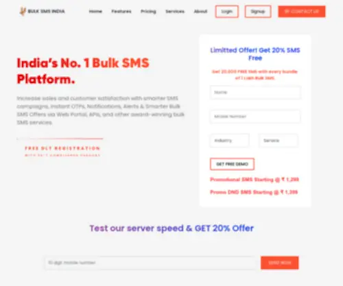 Bulksmsindia.co.in(Bulk SMS service in India) Screenshot