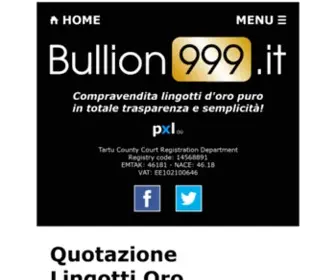 Bullion999.it(QUOTAZIONE LINGOTTO D'ORO) Screenshot