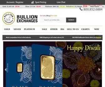 Bullionexchanges.com(Live Gold and Silver Prices in USA. Bullion Exchanges) Screenshot