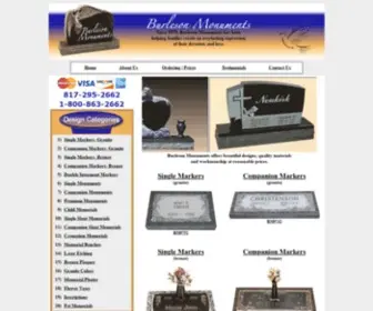 Burlesonmonuments.com(Headstones-Monuments-Grave Markers-Cemetery Benches) Screenshot