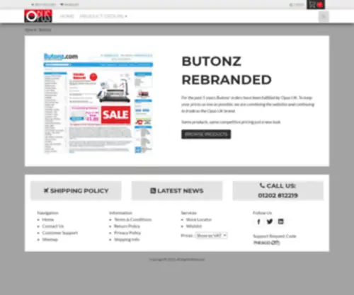 Butonz.com(Online Print Finishing Equipment and Wire Binding Machines UK) Screenshot