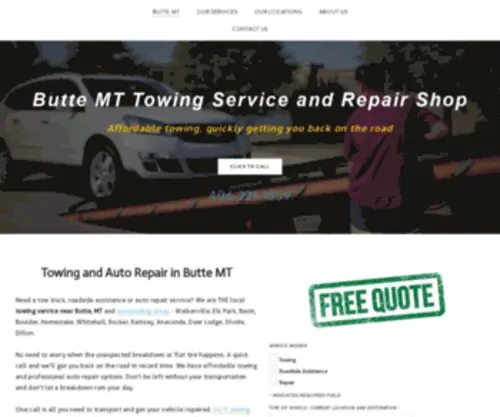 Buttetowing.com(Roadside Assistance and Auto Repair in Butte MT) Screenshot
