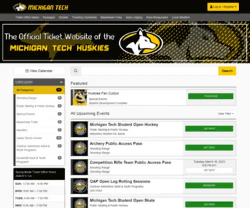 Buyhuskiestickets.com(Michigan Technological University) Screenshot