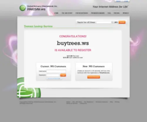 Buytrees.ws(Your Internet Address For Life) Screenshot
