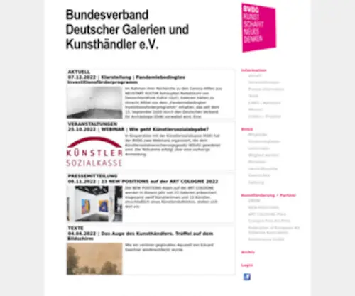 BVDG.de(Bundesverband Deutscher Galerien und Kunsthaendler e.V) Screenshot