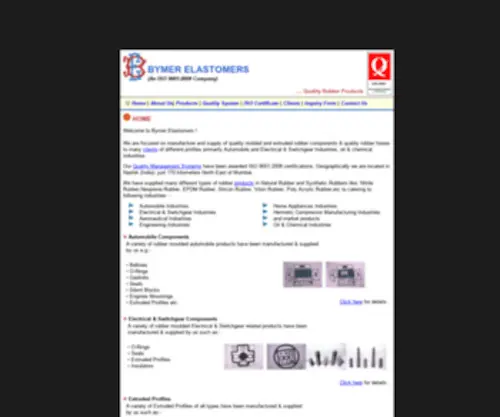 Bymer.com(Bymer Elastomers) Screenshot