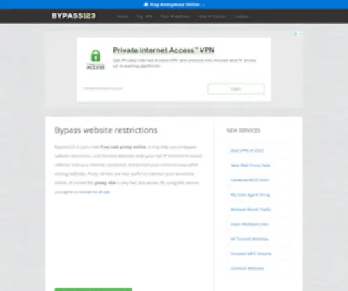 Bypass123.com(Bypass site) Screenshot