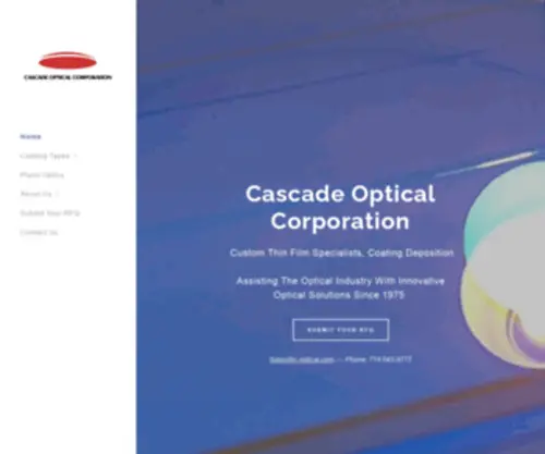 C-Optical.com(Cascade Optical Corporation specializes in custom thin film coatings) Screenshot