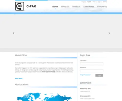 C-Pak.com(Tapes & Reels and Engineering Plastics Specialist) Screenshot