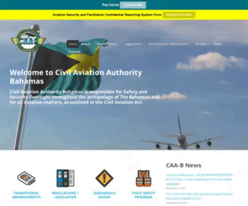 Caabahamas.com(Civil Aviation Authority Bahamas) Screenshot